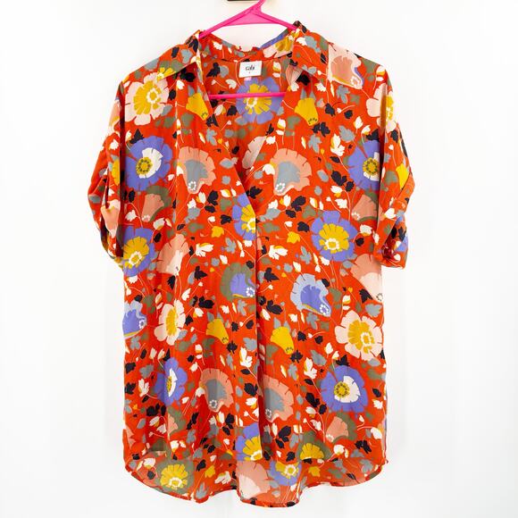 CABI Blouse Size Small 5892 Replay Floral Short Sleeve V-Neck Tunic Office Work - Picture 3 of 16